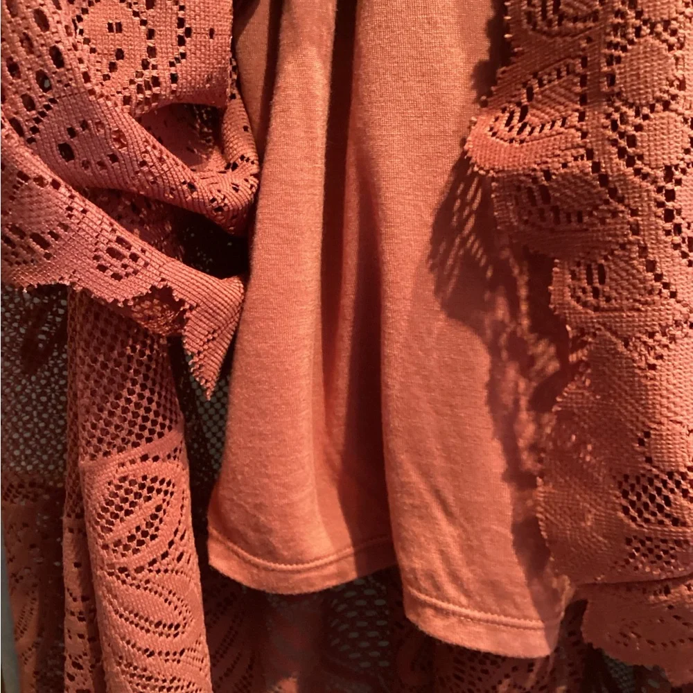 Free People Kristal Lace Salinas Foil Print Dress Rust Women's Size 4